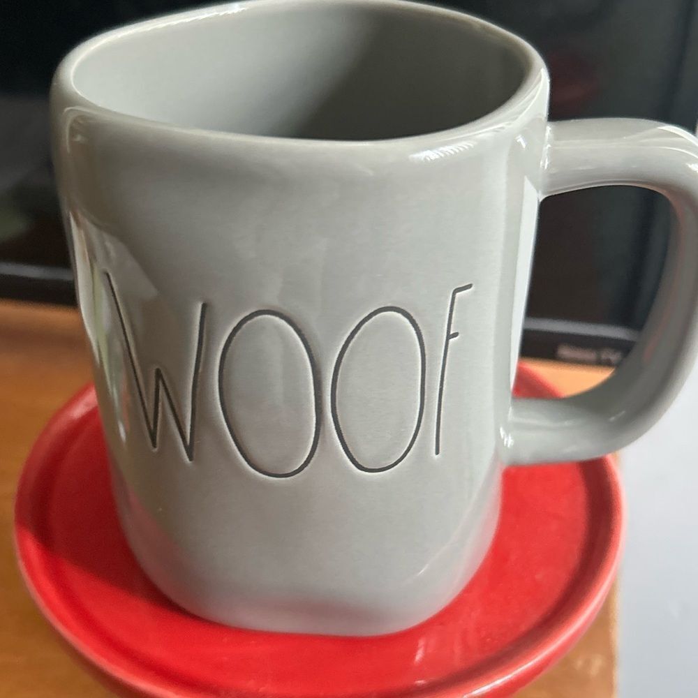 Rae Dunn Woof Mug Dark Grey Black